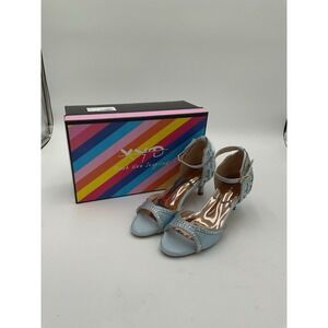 XYD Women's Peep Toe Heel Light Blue With Studs Size 6 Beautiful Condition